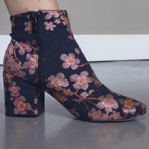 Floral Cherry Blossom Ankle Boots